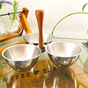 Midcentury MCM Stainless Steel Teak Condiment Relish Serving Dish 50s 60s